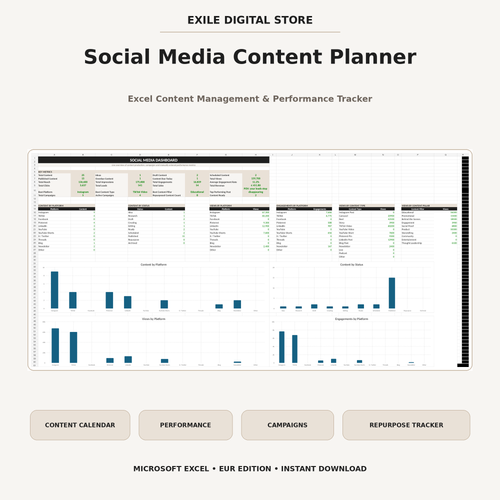 Social Media Content Planner cover by Exile Digital Store