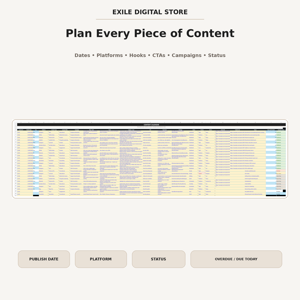 Content Calendar preview in the Social Media Content Planner