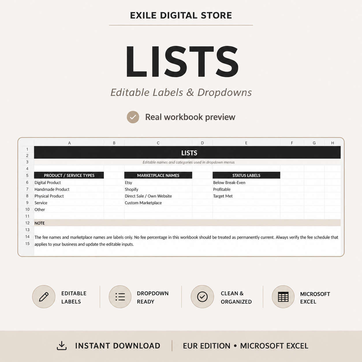 Editable labels and dropdown lists in the Product Pricing Calculator