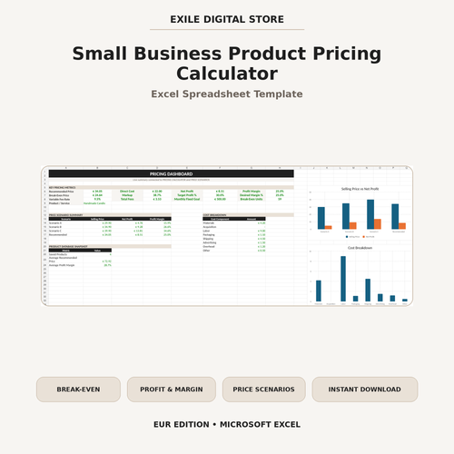 EXILE Digital Store Small Business Product Pricing Calculator